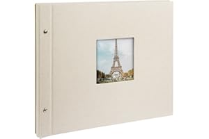 goldbuch 28823 Schraubalbum mit Bildausschnitt, Bella Vista, 39x31 cm, Fotoalbum mit 40 weiße Seiten mit Pergamin-Trennblättern, Album erweiterbar, Fotobuch aus Leinen, Sandgrau