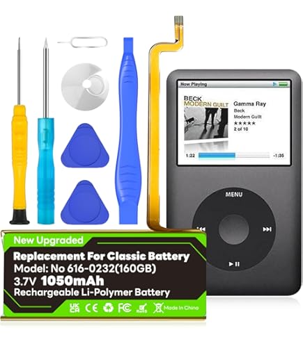 CHUNCAIL Akku kompatibel für iPod Classic 6.7, 3,7V 2000mAh 7,4Wh