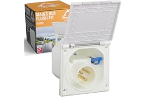 Xtremeauto Caja de enchufe empotrada de 240 V, 16 A, cable de entrada de 16 A, adaptable a caravanas y autocaravanas externas