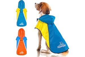 DQGHQME Imperméable pour Chien avec Capuchon Trou pour Harnais, Legere et Ajustable avec Bandes Réfléchissantes et Protection du Ventre pour Petits Chiens Moyens et Grands- XL