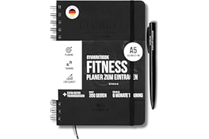 GYMVIA GYMWRKT Premium Trainingstagebuch Krafttraining Deutsch mit Stift - A5 - Gym Logbuch, Fitnesstagebuch zum Ausfüllen - Workout Planer, Fitness Journal für Männer & Frauen - Trainingsplaner