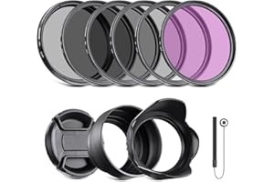 NEEWER 62mm ND Filter Kit and Lens Accessories, ND2 ND4 ND8 UV FLD CPL(Circular Polarizing) Filter Set with Lens Cap/Tulip Shaped Lens Hood