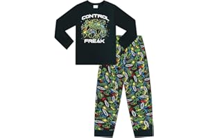 ThePyjamaFactory Control Freak Gaming Pijama largo de algodón negro