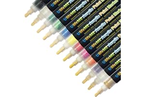 Ulifeme Markery do malowania akrylowego, 12 kolorów, zestaw markerów artystycznych do tkanin, malowania szkła, porcelany, graffiti, ceramiki, kamienia, drewna, metalu, kamienia, płótna, tworzenia