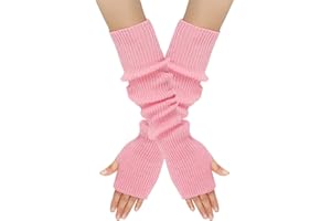 Suxgumoe Fingerlose Handschuhe Damen, Lange Winter Damen Armstulpen, Strick Pulswärmer mit Daumenloch Gestrickte Armwärmer für Damen Mädche