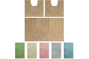 OLIVO TAPPETI OLIVO.shop | PARURE MODERN, Set Tappeti Bagno 3 pezzi, Tappeti bagno antiscivolo, Tappeto bagno cotone, Tappeti bagno lavabili, vari colori (MODERN MARRONE)