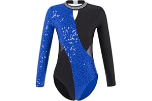 YiZYiF Ragazze Ginnastica Leotards Body Danza Classica Bambina Ginnastica Artistica Maniche Lunghe Balletto Costumi con Strass Lucido Decorato
