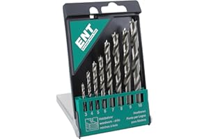 ENT EUROPEAN NORM TOOLS ENT 09248 Juego de 8 brocas para madera HSS-G - 3-10 mm - brocas helicoidales afiladas en HSS