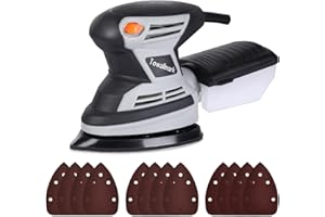 Towallmark Exzenterschleifer Vibrationsarmes Schleifgerät mit 200W kraftvollem Motor und Staubsammler mit Absaugung (Enthält 12 Klett-Schleifpapier, Schleifteller Ø 140 mm) (200, Watt)