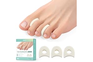 Welnove Foam Toe Separators - 40 Pack Toe Spacers for Corn, Blister, and Hammer Toe Relief - Breathable, Adhesive Options for Pain from Bunions, Toe Overlap, and Corns（1/4 Inch）