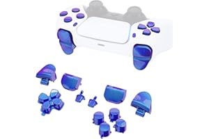 eXtremeRate Boutons Remplacement pour ps5 Manette BDM-010/020, Kit de Boutons D-Pad R1 R2 L1 L2 Triggers Share Options avec Outils pour ps5 Manette, Caméléon Violet Bleu