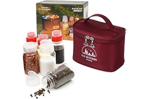 RoseFlower 6 pcs Portatile Bottiglia di Porta Condimento, Porta Sale Olio da Viaggioper Esterni Vaso di Spezie Condimento Trasparente e Bottiglia di aceto Contenitore per Picnic BBQ#Rosso Scuro