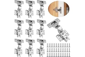 OMJMYY 10 Pièces Charniere porte Placard avec Amortisseur,110 Degré Charniere porte Cuisine avec Vis,Mécanisme de Fermeture Automatique Charnière Charniere Invisible pour Armoires de Porte Cuisine