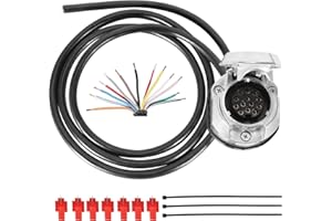 ETUKER Metal Conector Precableado de 13Pines para Remolque,Zócalo de Remolque con 1.9m Cable Precableado 13Polos (13MZ)