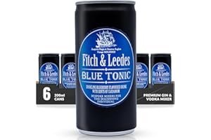Fitch & Leedes Blue Tonic Water Blueberry (4x200ml) aus Südafrika Toller Begleiter zum Gin [würzig, spritzig, elegant] (Einweg Dosen Preis incl. 1,00 € / 4 x 0,25€ DPG Einwegpfand)