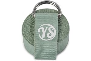 Yoga Studio Sangle de yoga pour étirement, 2,5 m extra longue en coton bio durable réglable avec anneau en D pour améliorer la flexibilité, l'exercice, le pilates, la danse, l'entraînement, la gym, la