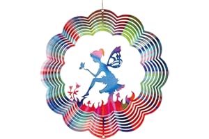 CIM Metal Wind spinner - Rainbow Relaxing Fairy - 300mm - easily spinning wind mobile with brilliant colours - including suspension - attractive room, window and garden decoration