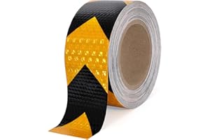 XFXIA Ruban réfléchissant 10m x 5cm Ruban réflecteur étanche Ruban d'avertissement Autocollant Ruban de sécurité Ruban d'avertissement Visible pour véhicules remorques Bateaux camions Noir et Jaune