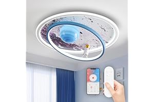 ‎RRBEST RRBEST LED Kinder Deckenlampe, Mond Oberfläche Astronaut Design Deckenleuchte, Dimmbar Jungen und Mädchen Zimmer Licht mit Fernbedienung, Schlafzimmer Decke Kindergarten Beleuchtung