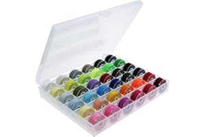 byou Hilos Coser Maquina,Bobinas y Hilo de Coser 36 Piezas Colores Surtidos Hilos in Poliéster para Máquina de Coser con Caja Transparente Plastico para Brother Singer Babylock Janome Kenmore