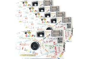 5X 1A PHOTO PORST Einwegkamera Edition I Mog Di in weiß, bunt, mit Blitz, Batterien und Film (5er Pack, je 27 Aufnahmen)
