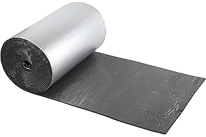 Pamatio 10m Insulation Soundproofing Mat, 7mm Thick Radiator Insulation Foil Reflector, Self-Adhesive Aluminium Foil Sound Deadening Roll for Roofs, Vans (50 cm Width