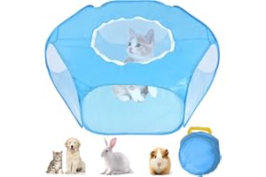 PETLOFT Parque para Mascotas Plegable, Malla para Mascotas Pequeña Transpirable Portátil, Interior Exterior Carpa Liviana Jaula para Juegos Valla para Patio con Bolsa de Transporte para Pequeña Animal