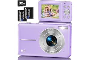 AOREGRE Macchina Fotografica Digitale con Scheda 32GB, 1080P 44MP Fotocamera Digitale Compatta con Zoom Digitale 16X Flash e 2 Batterie, Macchina Fotografica per Bambini, Adulti, Principianti (Viola)
