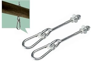 Loggyland Lot de 2 crochets de balançoire - Type 0 - M12 x 160 mm - 16 cm - Avec mousqueton de suspension
