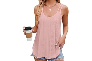 Letni damski podkoszulek spaghetti z haftem z oczkami na ramiączkach damski bez rękawów okrągły dekolt tank top tank topy dla kobiet