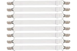 iCovalescent 8 Stück Bettlakenspanner Verstellbar(30cm-130cm), Lakenspanner mit Metallclips, Matratzenspanner für Bettlaken, Matratze, Sofa, Bügelbrett(Weiß)