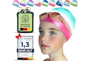 Juclise Swimming Caps for Kids，Girls and Boys, Stretchy 100% Silicone Swim Caps, Waterproof Swimming Hat，Comfortable Bathing Caps Fit for Teens/Children Long and Short Hair, pool caps, 1&2 pack