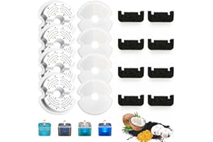 KOMABLEN 8 Piezas Filtros Fuente Gatos, 8+8 Filtro Fuente Gato Redondo de Repuesto, Filtración Cuádruple Filtro Bebedero Fonte de Agua Carbón Activado de Resina Perro Animal