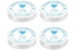 vgggrd 4 Pcs Fil Élastique pour Bracelets Transparent, 0.4mm 0.6mm 0.8mm 1.0mm, Fil de Perles en Nylon Élastique Extensible Bijoux pour Bracelet, Pearl, Fabrication de Bijoux, Artisanat, Collier