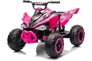 LALAHO Quad Electrique Enfants 12V,Voiture Électrique Enfants avec LED Et Musique,ATV pour Enfant de 3 à 8 Ans (Rose)