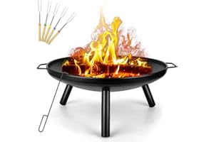 SUNLIFER Outdoor Fire Pit, Garden Patio Heater Charcoal Log Wood Burner, Steel Fire Bowl for BBQ Camping Picnic Diameter 60 cm