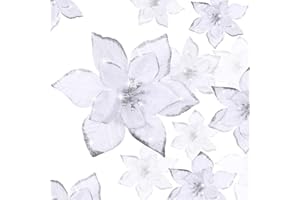Cindeer 24 Fiori Artificiali Natalizi Glitterati Poinsettia di Natale Ornamenti per Albero di Natale Fiori di Natale con Clip per Capodanno Casa Nozze Ghirlande, 3 Taglie 4" 6" e 9" (Bianco)