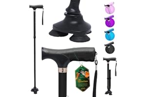 BeneCane Walking Cane for Men & Women Walking Stick for Seniors Folding Canes Triangle Cane Adjustable Lightweight Sturdy Free Standing Collapsible Heavy Duty with Soft TPR T-Handle