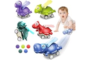 TODARRUN Baby Toy Cars with 5 Pcs Press and Go Dinosaur Cartoon Cars, Dinosaur Vehicles Toys for Boys Girls Christmas Birthday Gifts