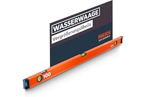 Presch Wasserwaage 100cm - Bruchfeste Weitwinkellibelle inkl. 2% Gefälle-Anzeige - Vertical-View-Funktion dank Sichtfenster - Innovative Anti-Rutsch‑Endkappen & präzisionsgefräste Messfläche