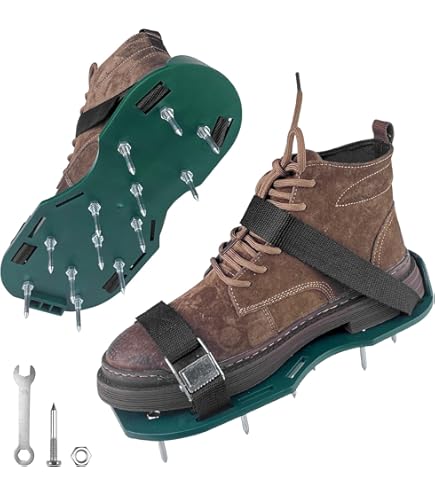 Relota Aerateur De Pelouse Chaussure à Gazon, Chaussures Aérateurs De Pelouse Couche, Semelles De Ventilation Pour Gazon Avec 4 Sangle à Boucle En Métal, Pour Amélioration De La Qualité Du Sol