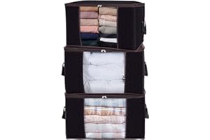 Lifewit 3 Piezas 90L Cajas Almacenaje Ropa, Bolsa Almacenaje ropa, Organizador Armario Plegable, Cajas Mudanza, Cajas Almacenaje Plastico, Bolsas para Guardar Ropa, Mantas, Edredones, Negro