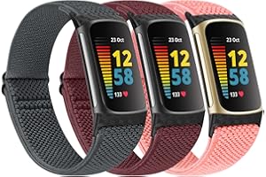 Huamanlou Elastic Sport Strap Compatible with Fitbit Charge 6 Strap/Fitbit Charge 5 Strap Women Men, Soft Adjustable Breathable Nylon Replacement Wristband for Fitbit Charge 6/Fitbit Charge 5