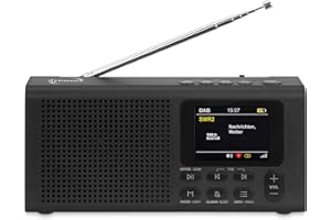 Dynavox DBT200 tragbares, digitales DAB+/UKW Radio, ideal als Küchenradio, Badradio, Büroradio, Werkstattradio, Wecker, BT, TFT-Display, Netz- oder Batterie-Betrieb, 3,5mm Kopfhörer-Anschluss, schwarz