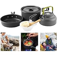 Buycitky Camping Kochgeschirr,10-teiliges Camping Kochset abnehmbare Topfset,Outdoor Koch Geschirr,Camping Zubehör…