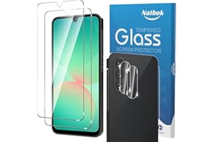 Natbok Szkło hartowane do Samsung Galaxy A26 5G osłona ekranu, [2+2 sztuki] HD-Clear Galaxy A26 szkło hartowane + osłona obiektywu aparatu, twardość 9H, ultra odporne folie bez pęcherzyków powietrza