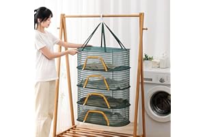 Wayxmax Trockennetz Kräuter Mesh Kräutertrockner Trockennetz Für KräUter,2/4-Lagiges HäNgendes Trockennetz Mit Reißverschluss,Für Kräuter, Pflanze, Fleisch, Zwiebeln, Fisch, Gemüse (4-lagiges grün)