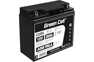 GREEN CELL PRO Green Cell® AGM 12V 20Ah Akku Vlies Batterie VRLA Blei Batterie Bleiakku Versorgungsbatterie Zyklenfest Wartungsfrei Caravan Photovoltaik Rollstuhl Solarspeicher| Solarpanel Wohnwagen Roller