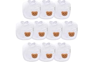 Hakochia Muslin Baby Bibs Extra Thick, for Heavy Droolers 0-36M | 6-Layer Super Absorbent Baby Feeding Bibs | Unisex Neutral Design 10-Pack, Hypoallergenic & Quick Dry
