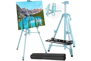 JOCOSA Easel Stand, Portable Art Easel for Display, From 20"to 61" Adjustable Height Paint Easel with Carrying Bag, Aluminum Metal Poster Holder for Painting Canvas, Wedding Signs Presentations-Blue